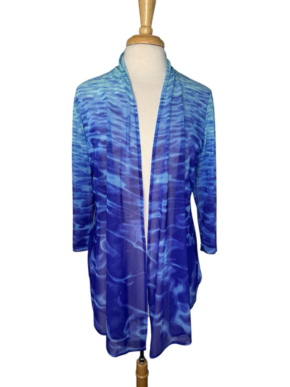 CHICOS Easywear Water-look Mesh Gauze Open Lightweight Cardigan Size Large (2)